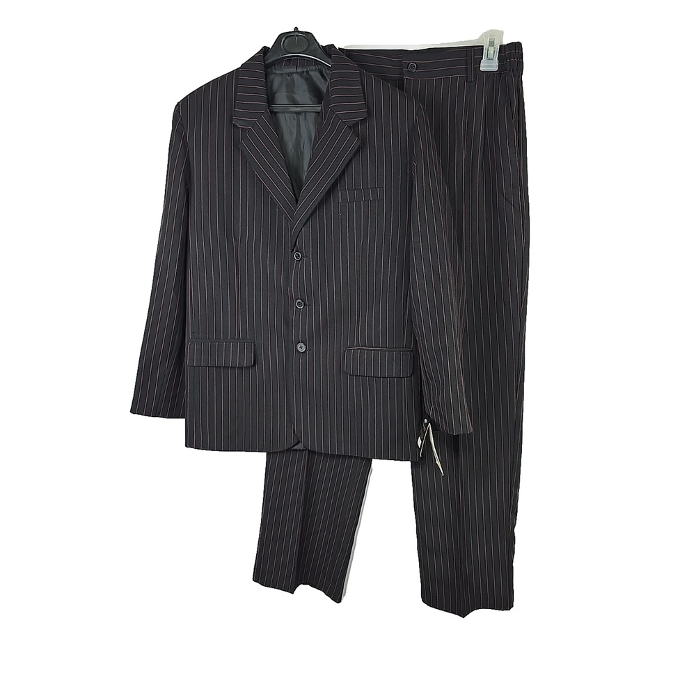 Vangogh Boys 3 PC Formal Dress Suit Black w/ Red Pinstripe size 14 - NWT